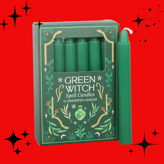 Green Witch Spell Candles - Pack of 12