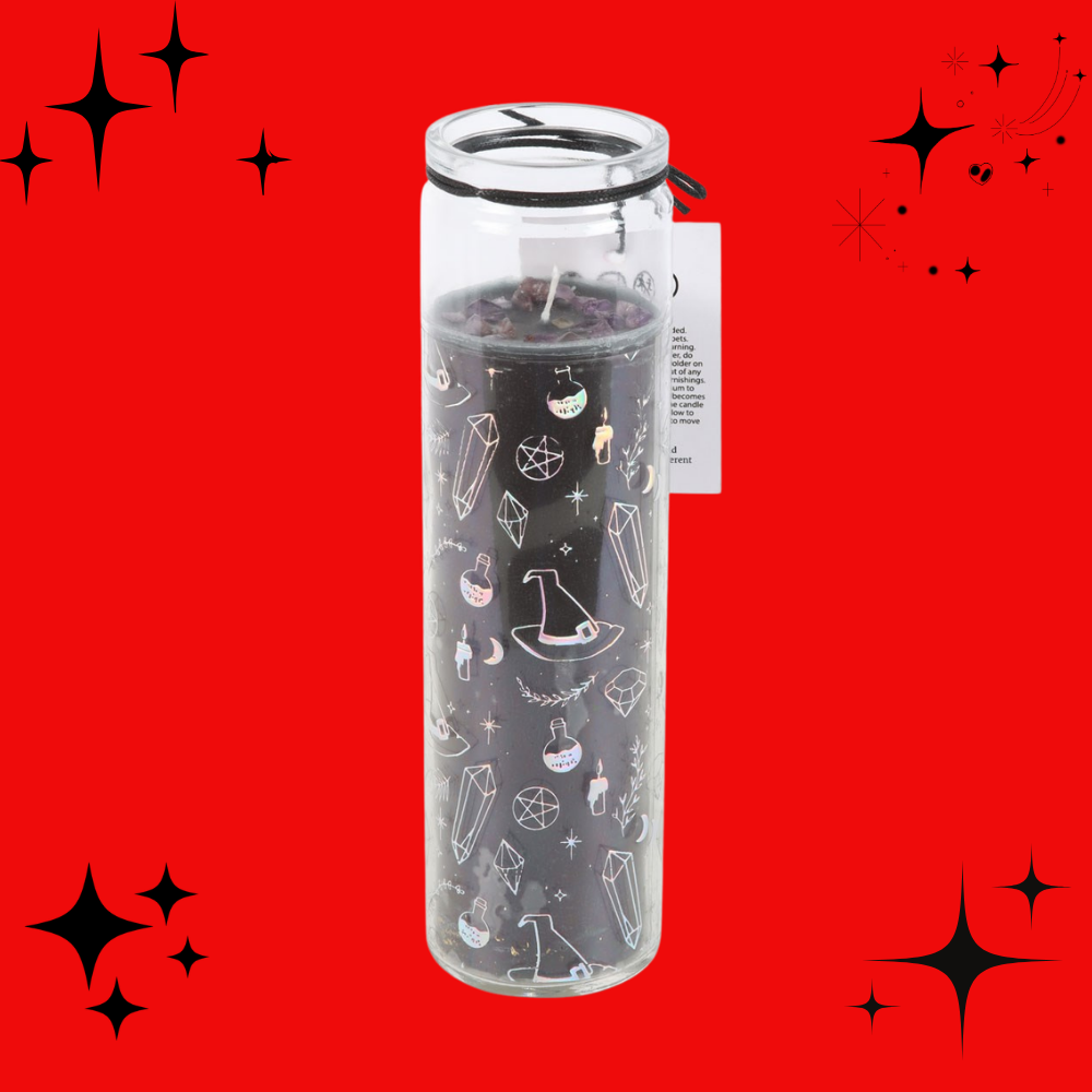 Crystal Witch Jasmine Tube Candle with Amethyst Chips