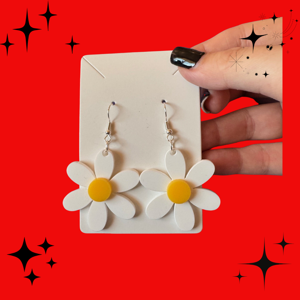 Layered Acrylic Daisy Earrings