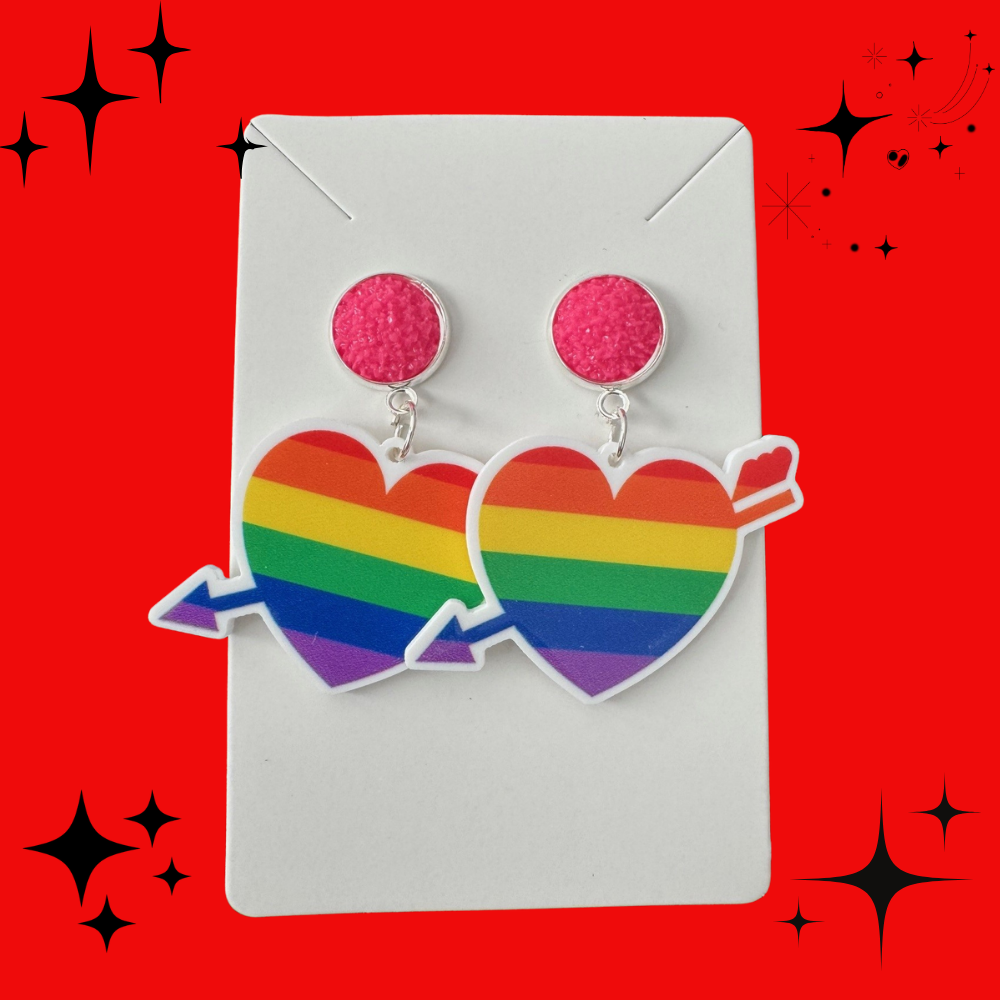 Rainbow Heart Earrings