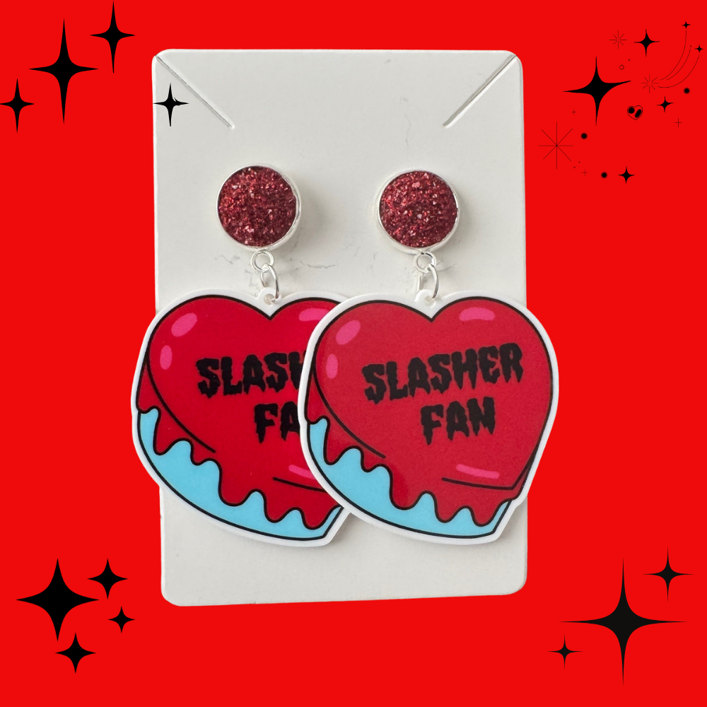 Horror Trope Hearts - Slasher Fan Earrings