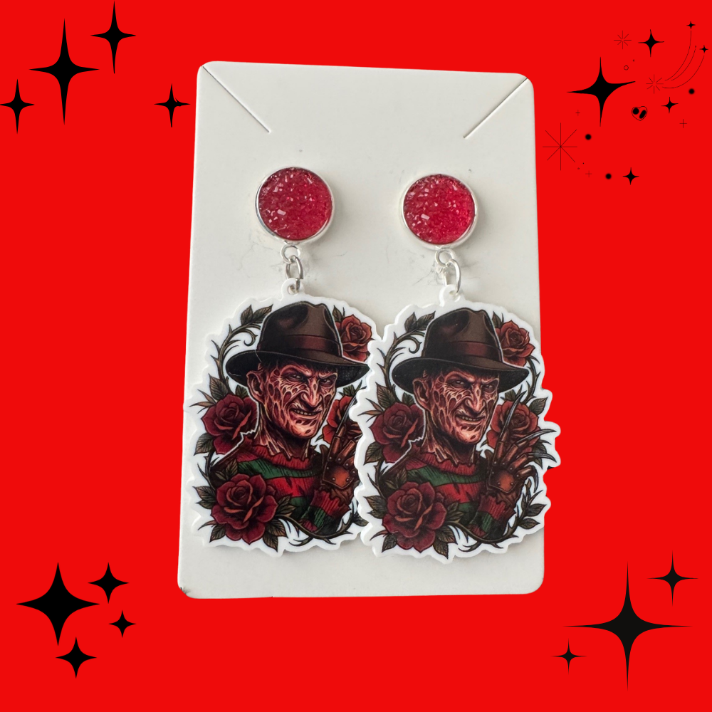 Tattoo Villain Freddy Krueger Earrings