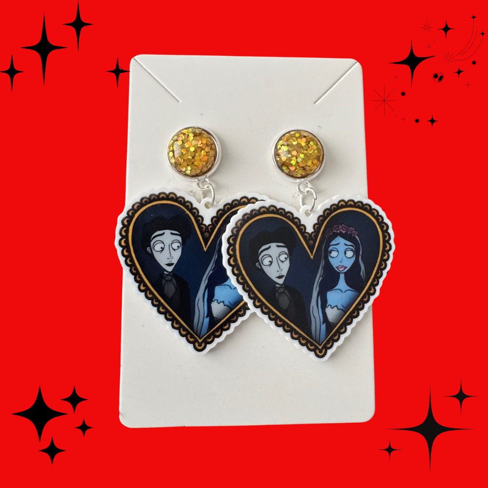 Tattoo Couple Victor and Emily Heart Earrings