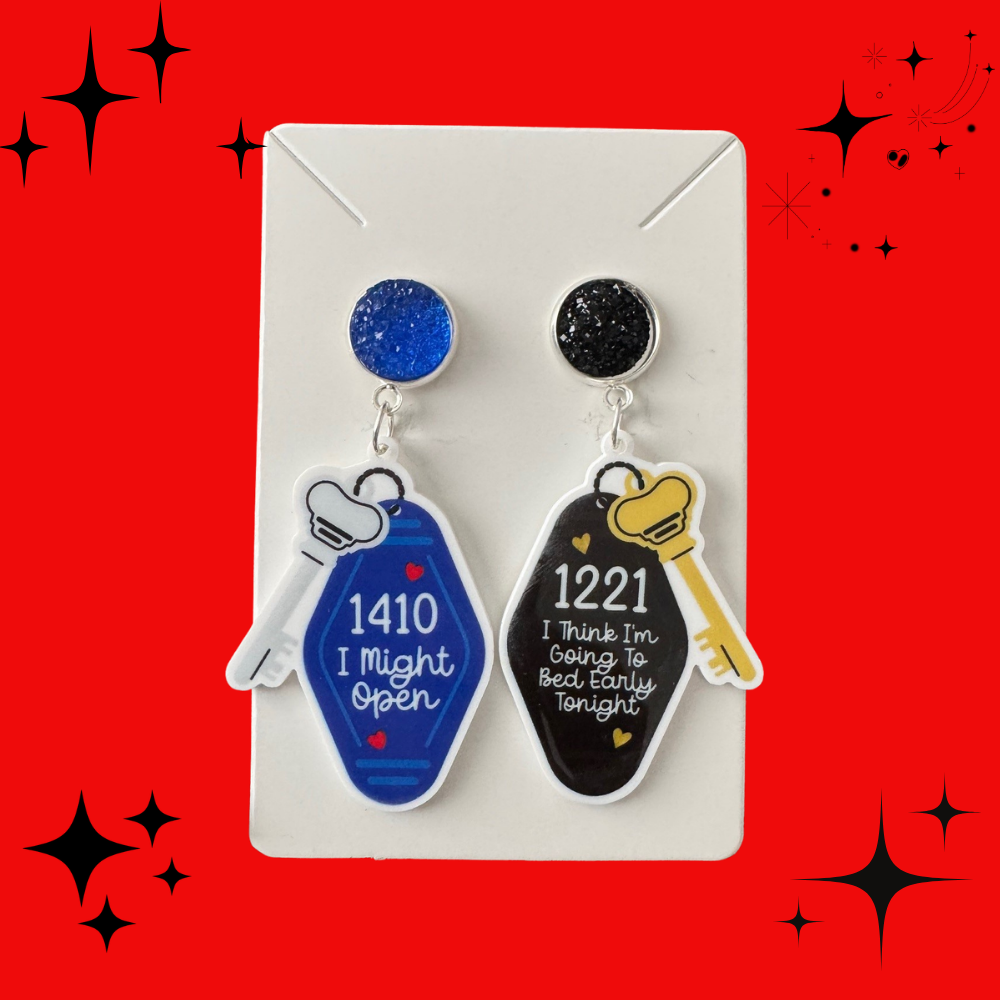 Heated Rivalry Motel Key Earrings