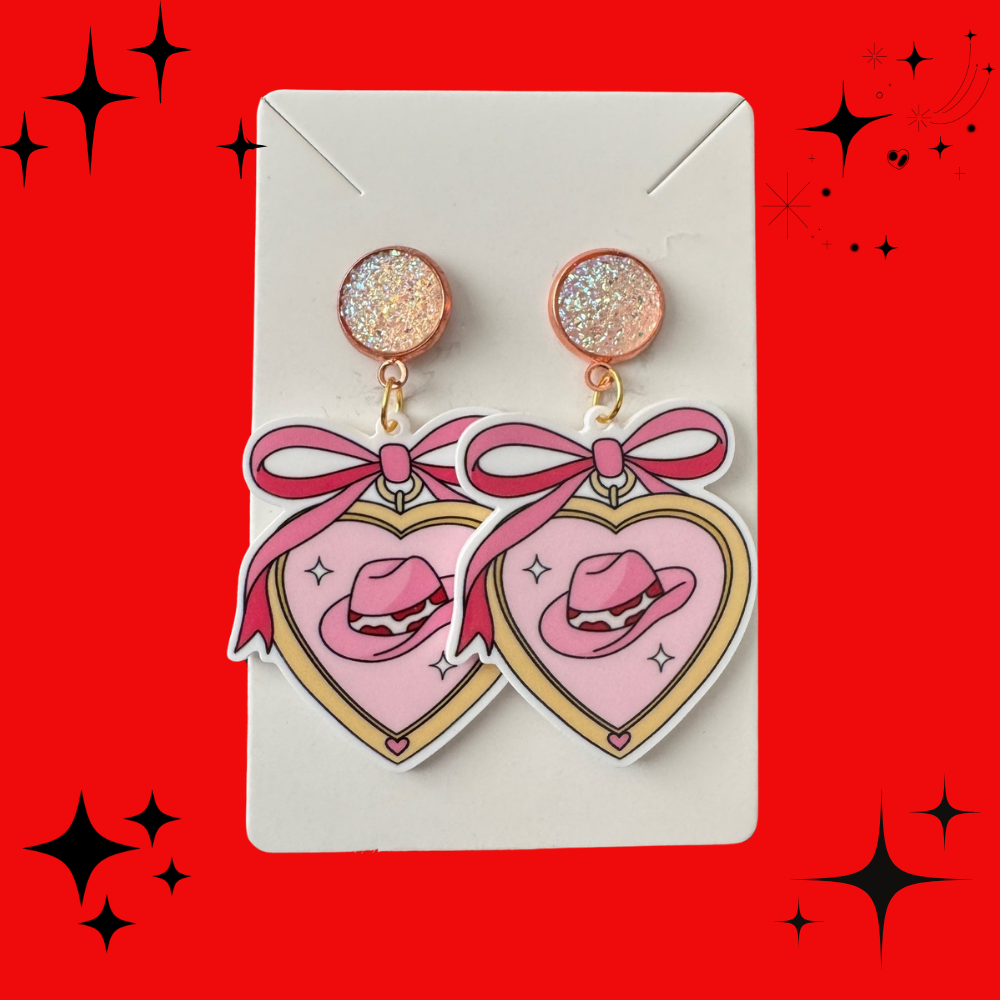 Cowboy Romance Heart Earrings