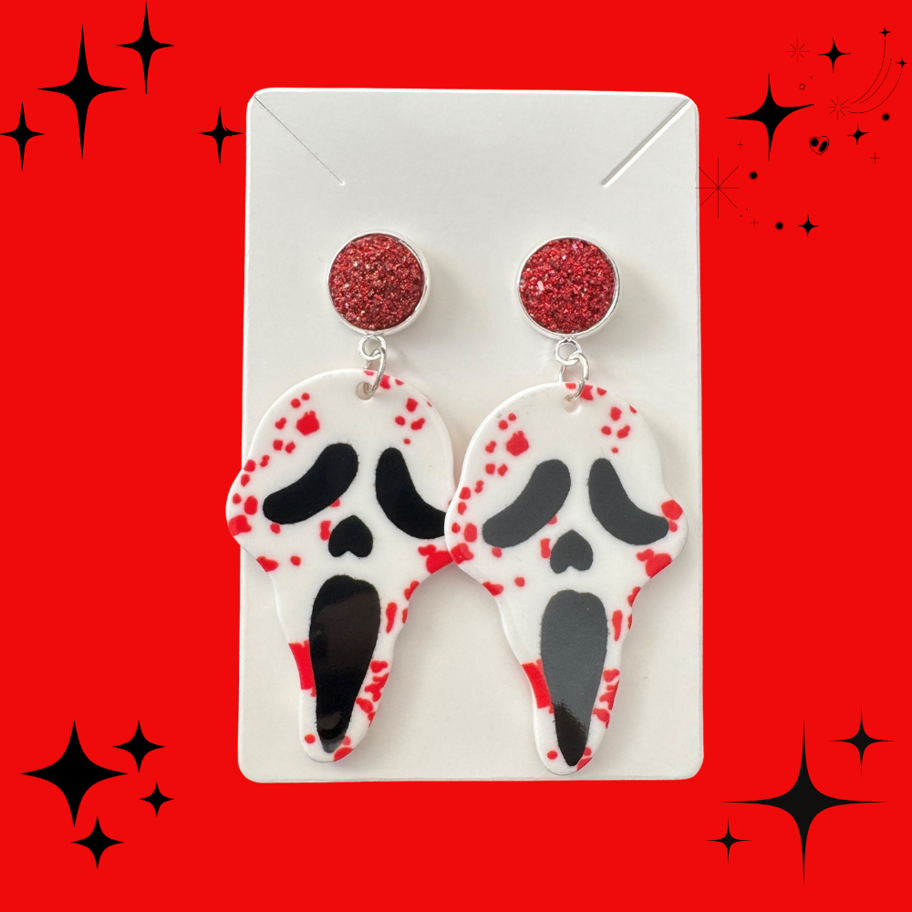 Ghostface Blood Splatter Earrings