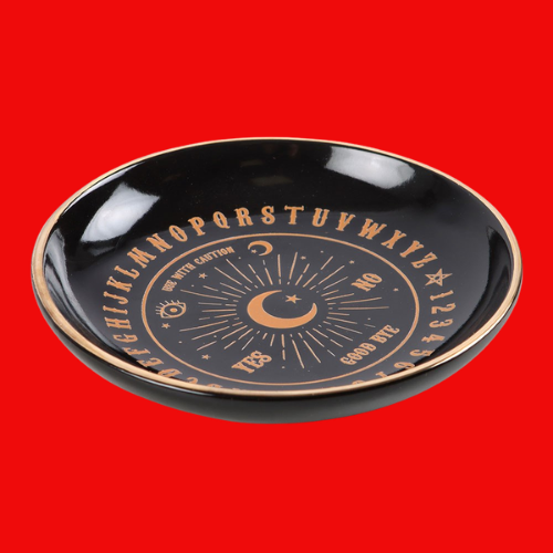 Round Black Talking Board Trinket Dish