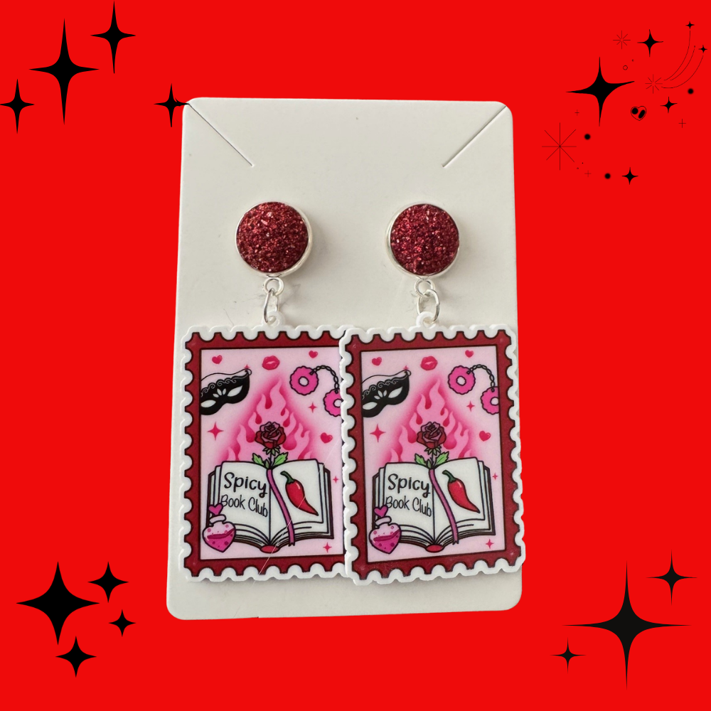 Spicy Book Club Stamp Earrings
