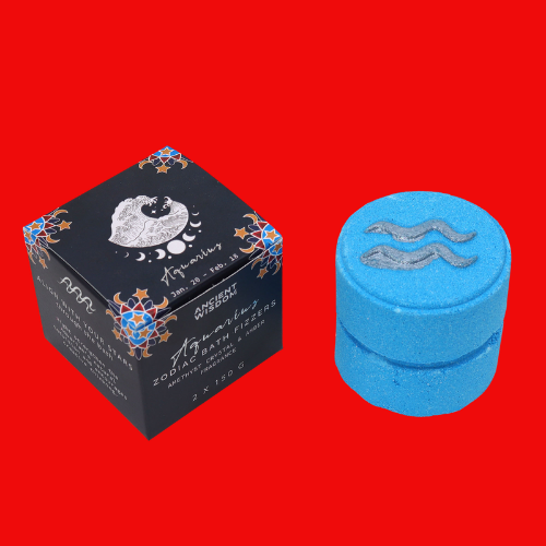 Box of 2 Zodiac Bath Fizzers with Horoscope - Aquarius