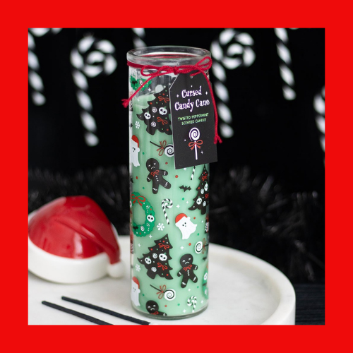 Merry Creepmas Cursed Candy Cane Tube Candle