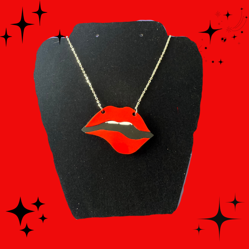 Rocky Horror Lips Acrylic Necklace