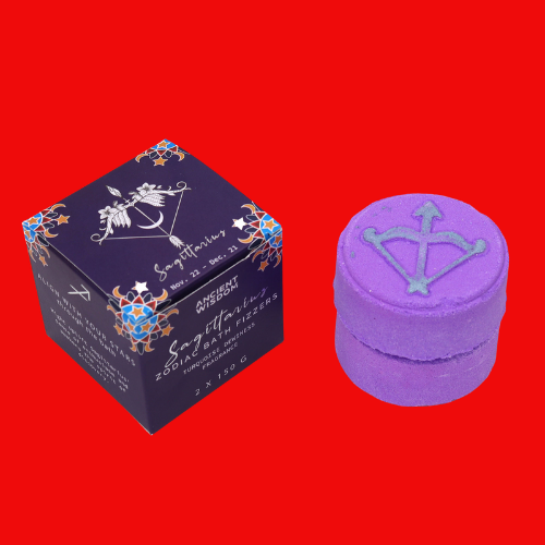 Box of 2 Zodiac Bath Fizzers with Horoscope - Sagittarius