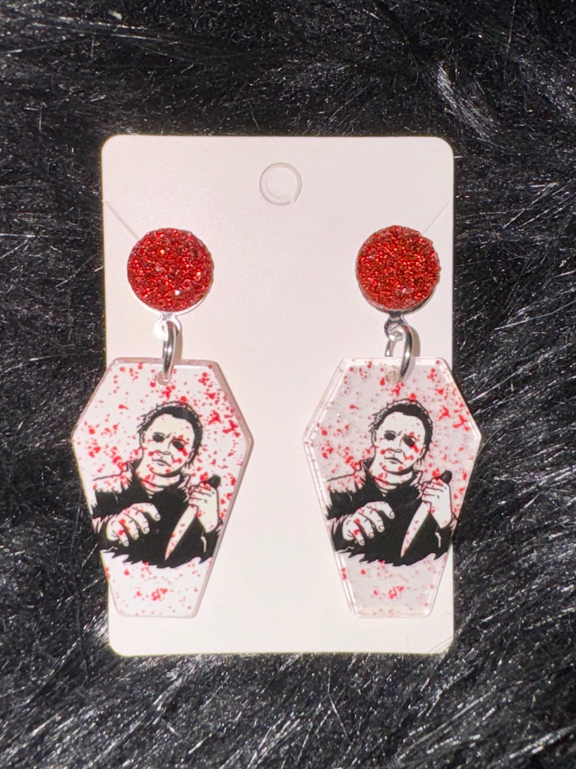 Michael Myers Blood Splatter Coffin Earrings