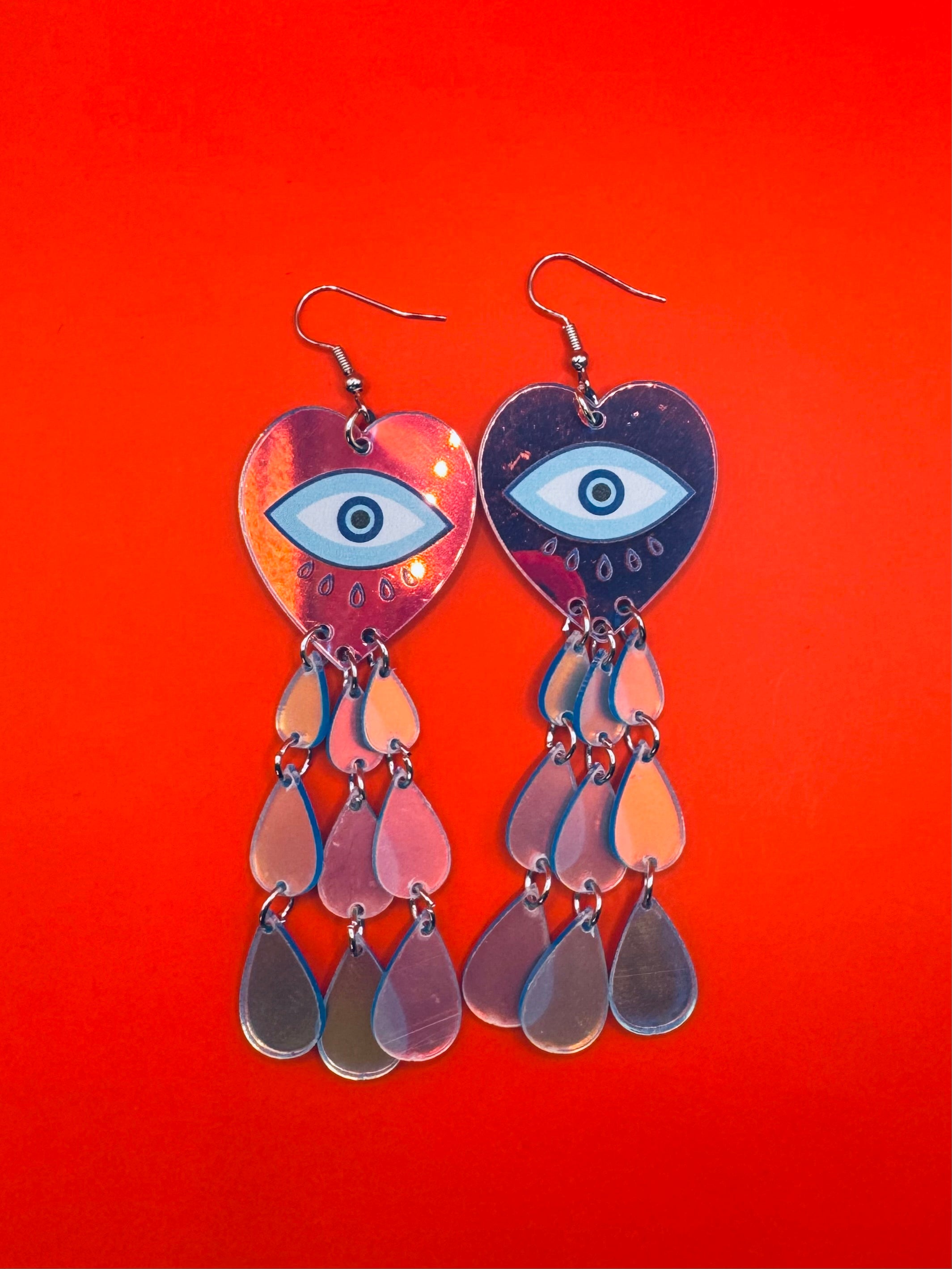 Evil Eye Heart Earrings