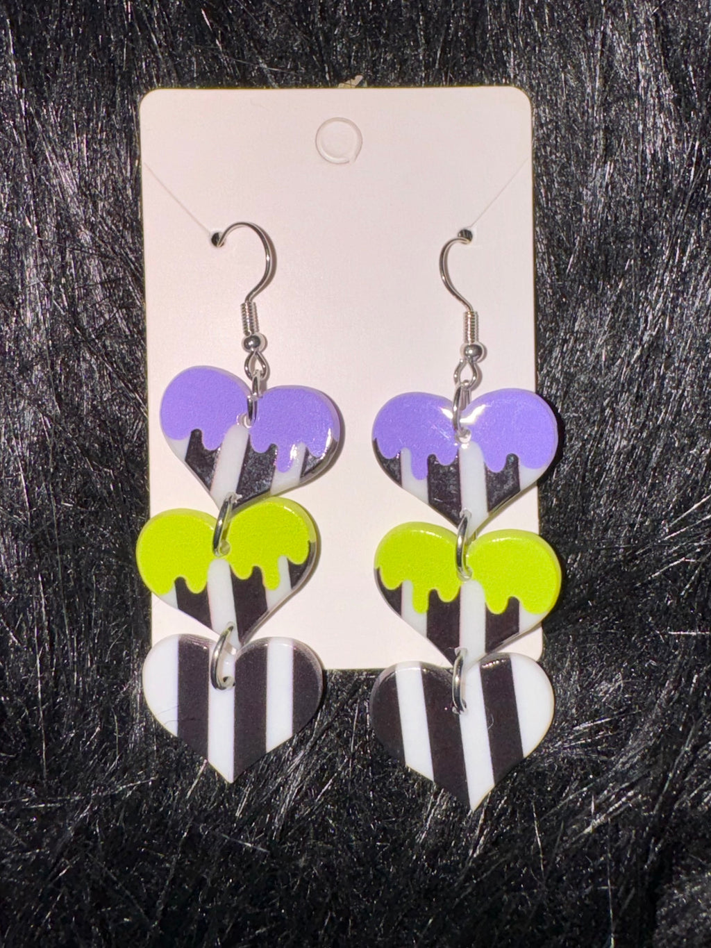 Beetlejuice Stripe Hearts Earrings