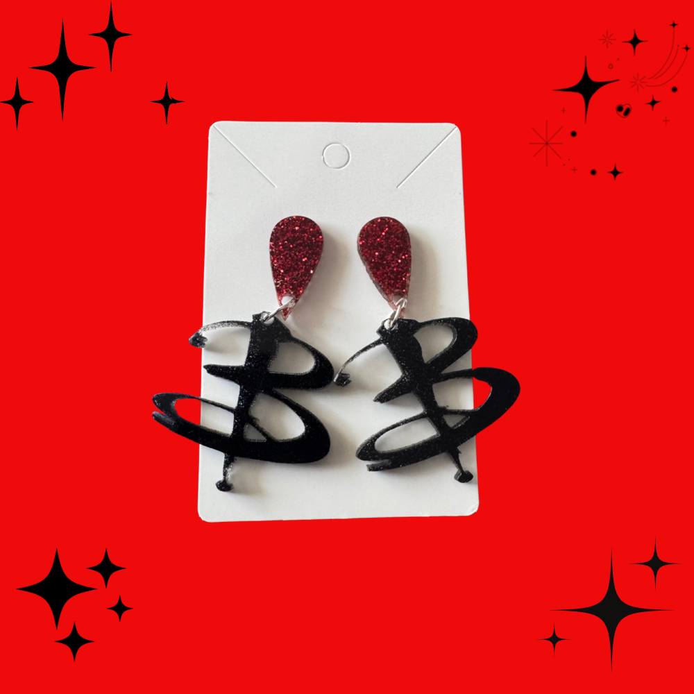 B Logo Acrylic Earrings