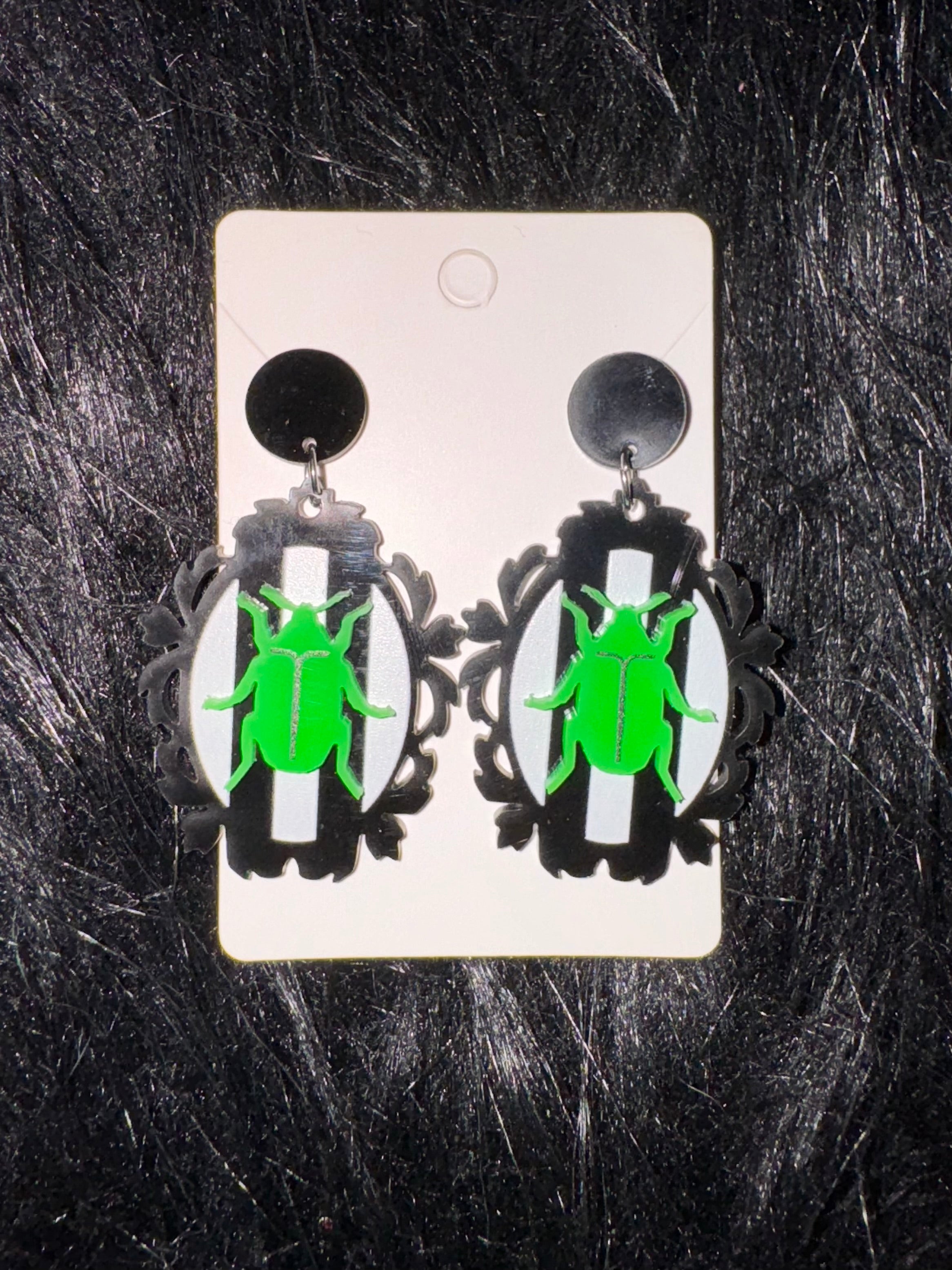 Beetlejuice Beetle Cameo Earrings