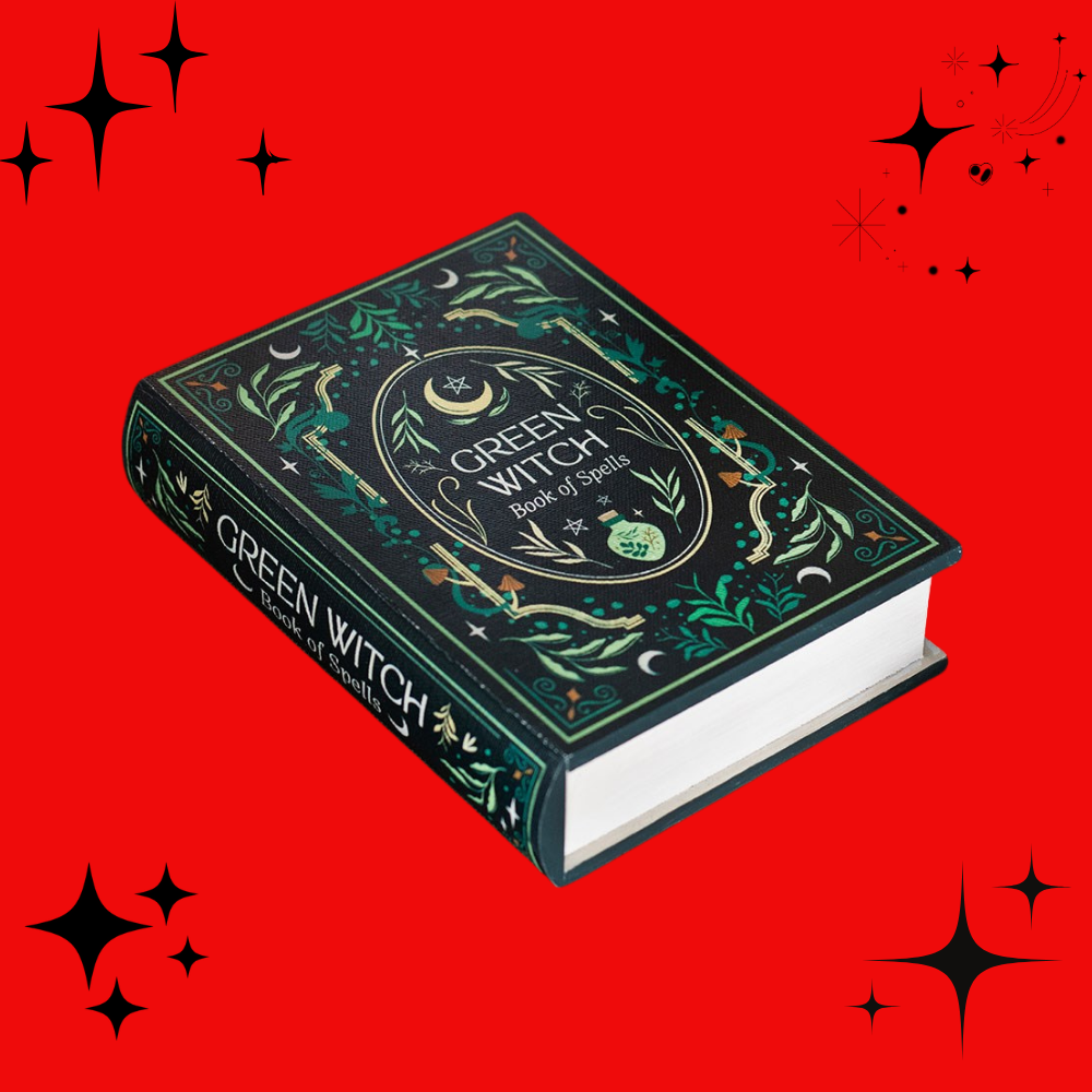 Green Witch Book Shaped Storage Box