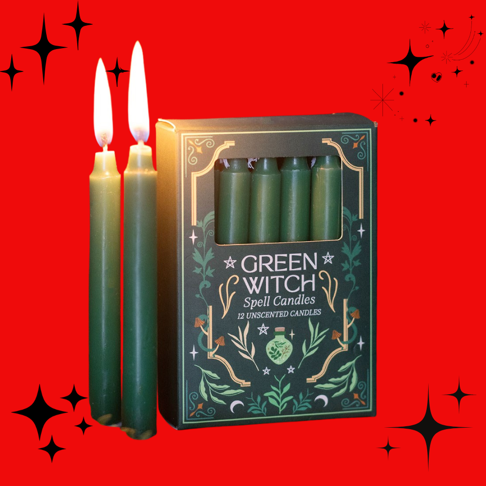 Green Witch Spell Candles - Pack of 12
