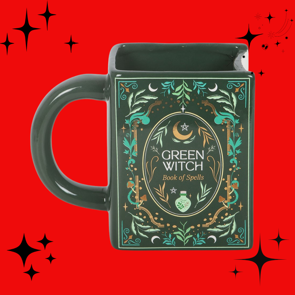 Green Witch Book Shaped Mug