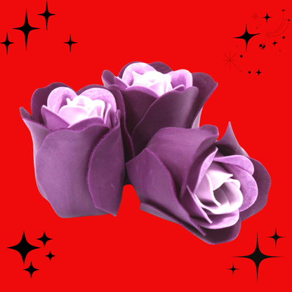 Set of 3 Soap Flower Heart Box - Lavender Roses