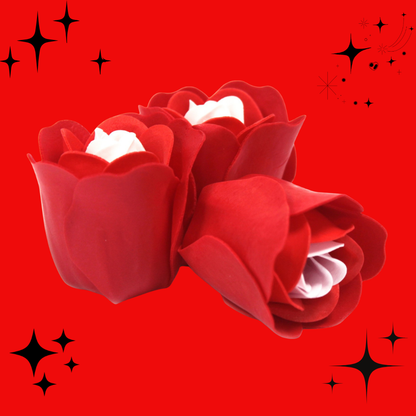 Set of 3 Soap Flower Heart Box - Red Roses