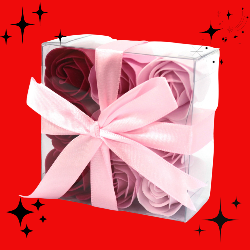Set of 9 Soap Flowers - Pink Roses