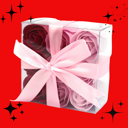 Set of 9 Soap Flowers - Pink Roses