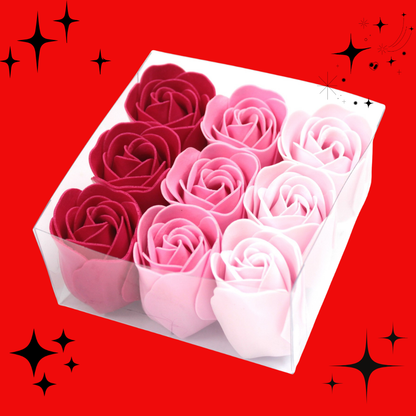 Set of 9 Soap Flowers - Pink Roses