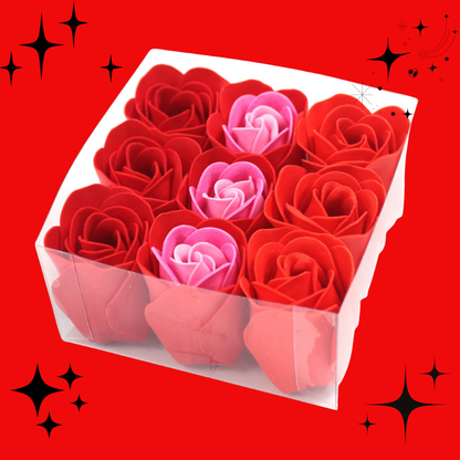 Set of 9 Soap Flowers - Red Roses