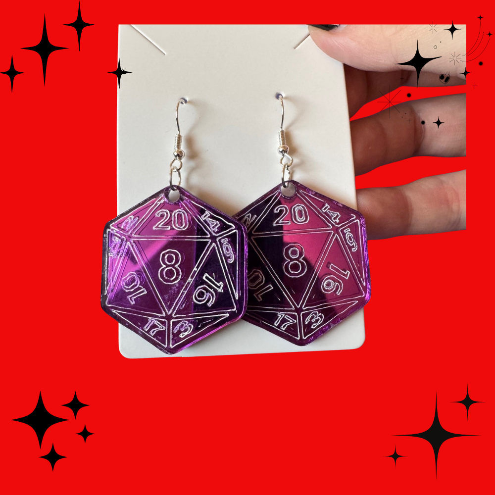 Purple Acrylic Dice Earrings