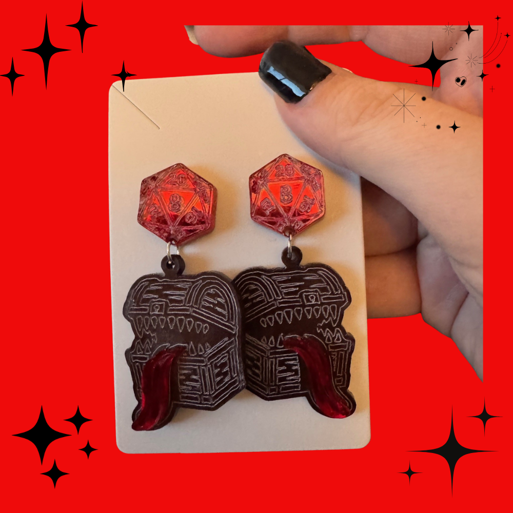 Mimic Chest and Dice Earrings
