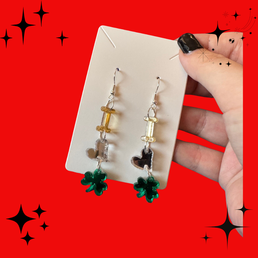 I Heart Shamrock Metallic Acrylic Earrings