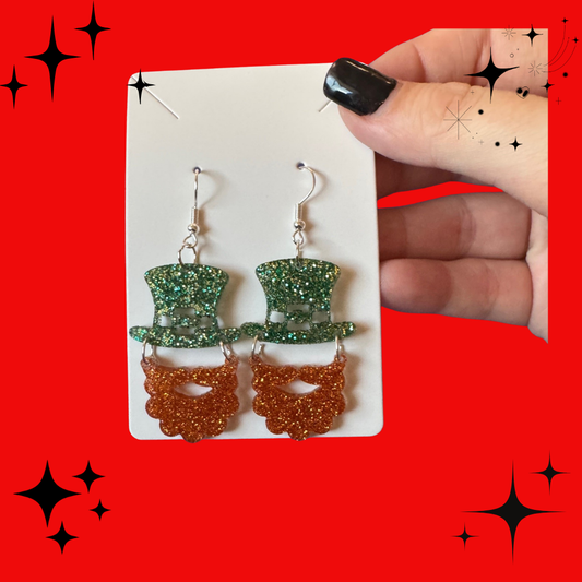 Leprechaun Glitter Acrylic Earrings