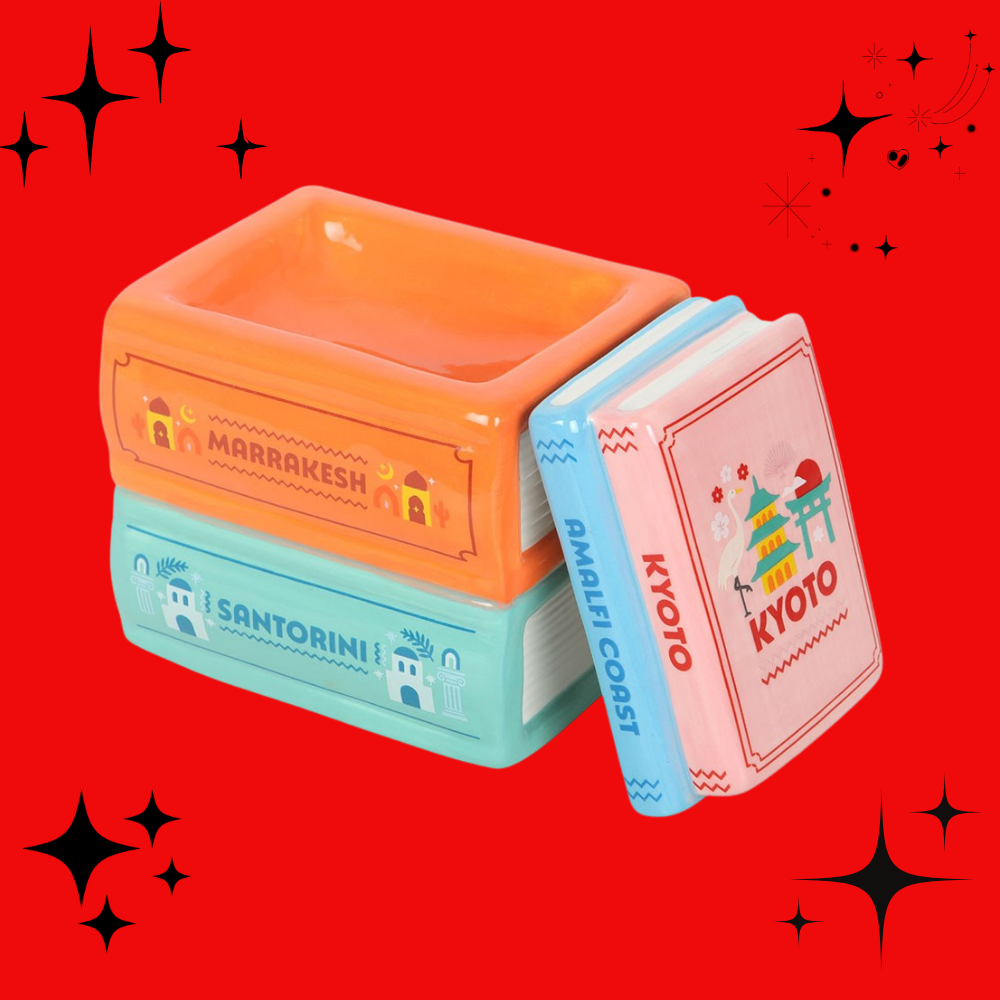 Travel book stack oil burner and wax warmer