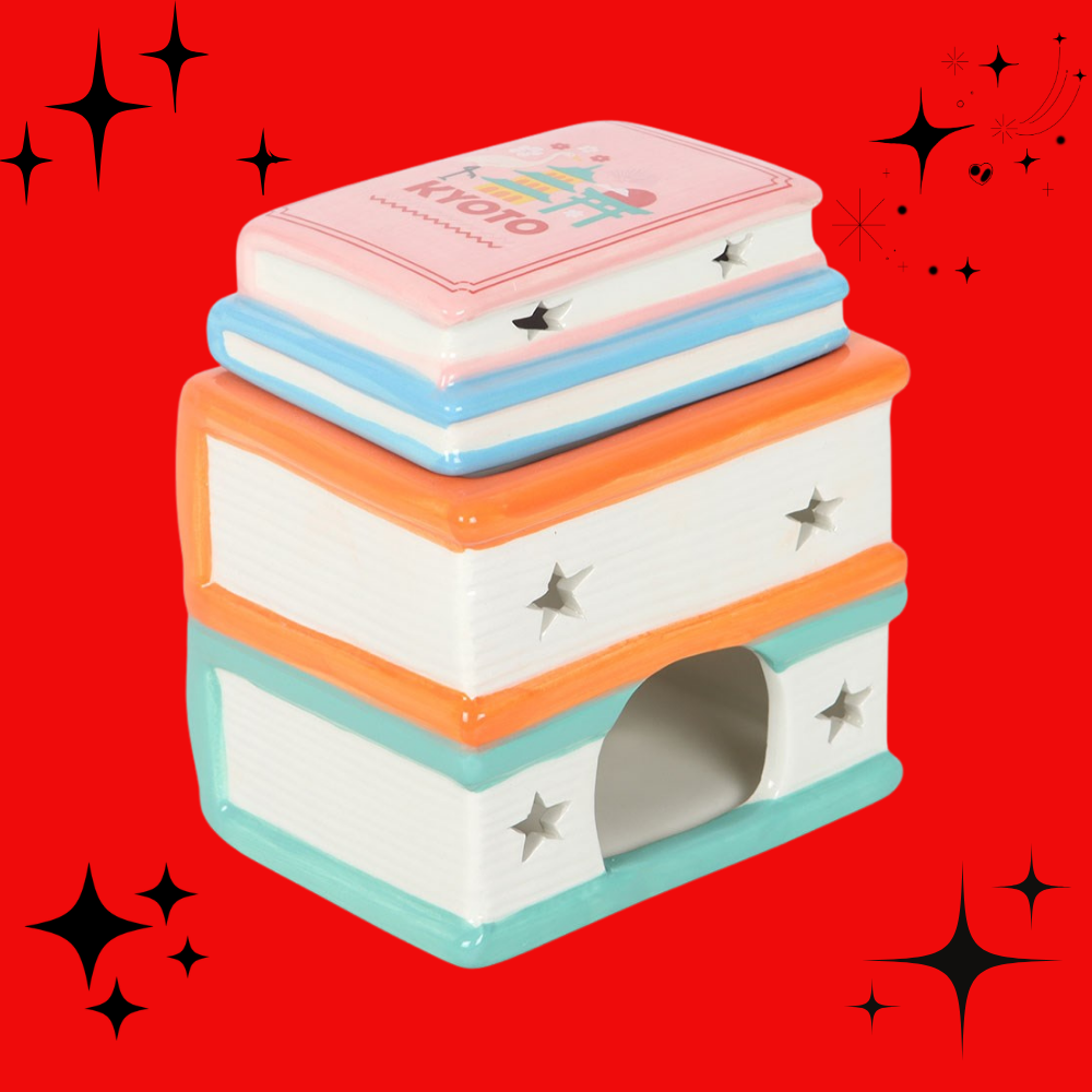 Travel book stack oil burner and wax warmer