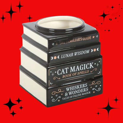 Black Cat Magick Book Stack Vase