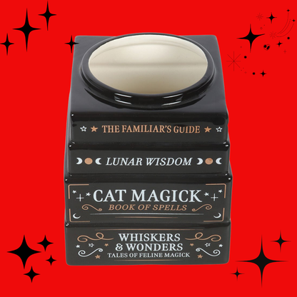 Black Cat Magick Book Stack Vase