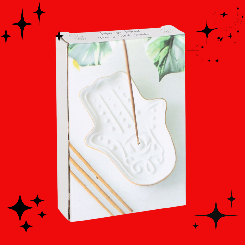 White Hamsa Hand Incense Stick Holder
