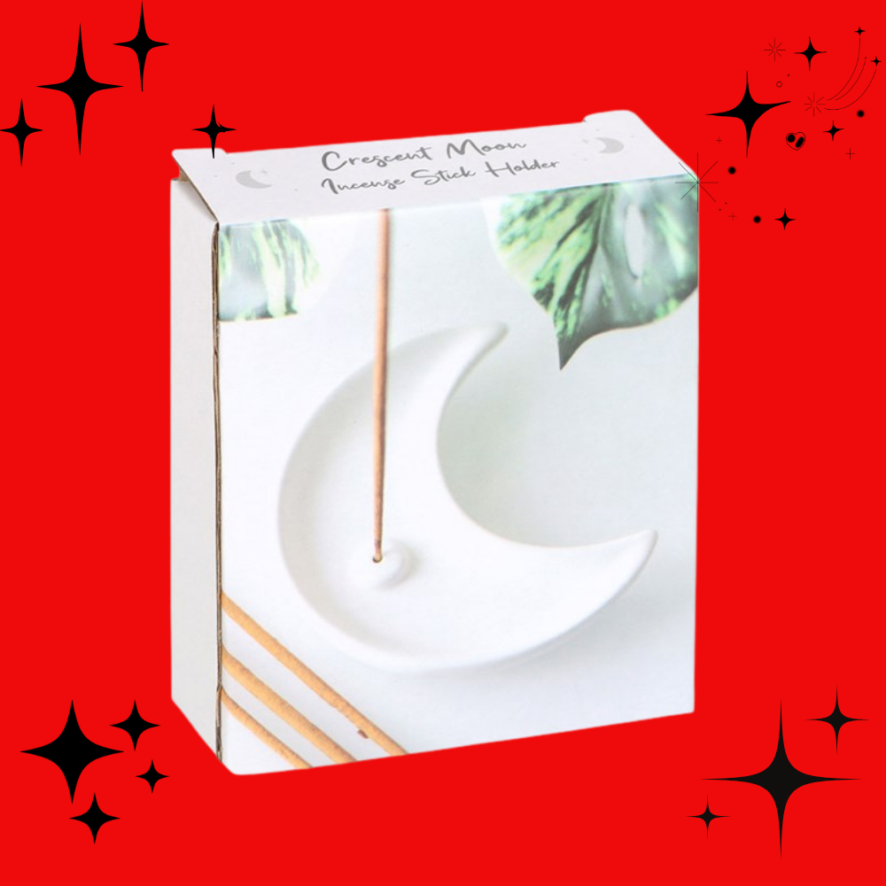 White Crescent Moon Incense Stick Holder