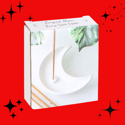 White Crescent Moon Incense Stick Holder