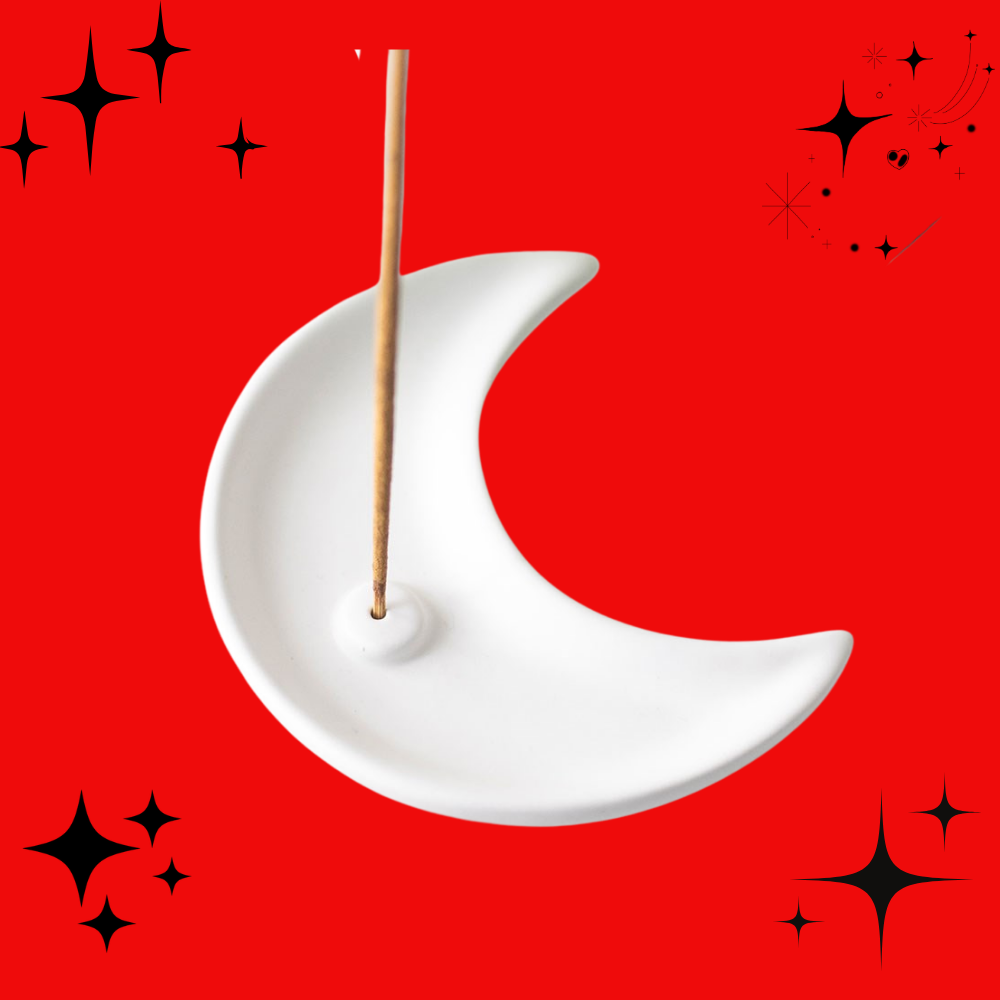 White Crescent Moon Incense Stick Holder
