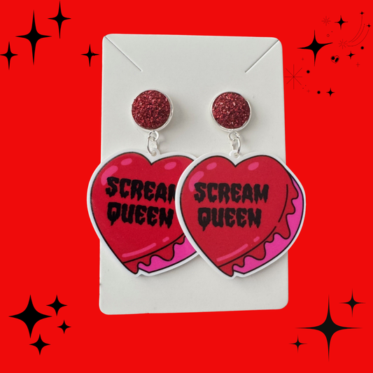 Horror Tropes Hearts - Scream Queen Earrings