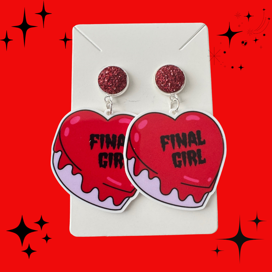Horror Trope Hearts - Final Girl Earrings