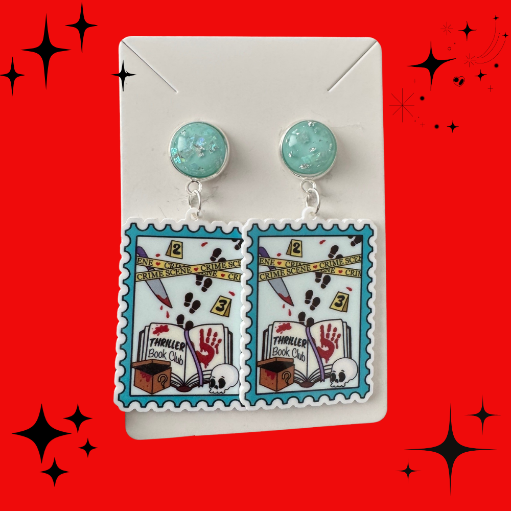 Thriller Book Club Stamp Earrings