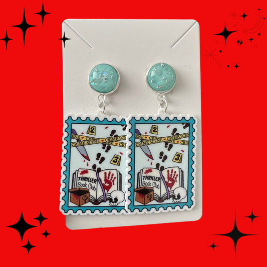 Thriller Book Club Stamp Earrings