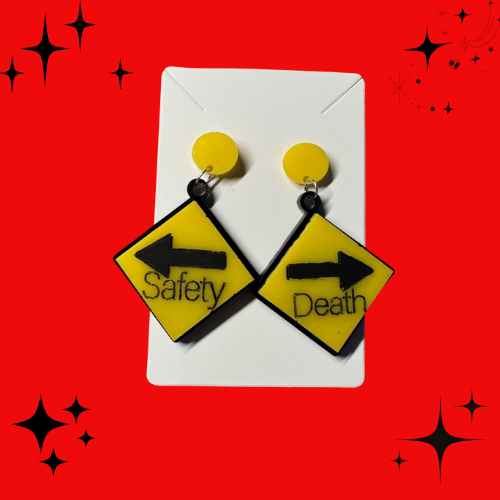 Safety / Death Layered acrylic charm earrings