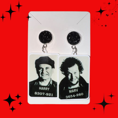 Wet Bandits Mugshot Earrings