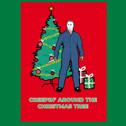 Creepin Around The Christmas Tree Christmas Card