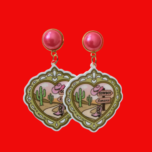 Book Trope Hearts - Cowboy Romance Earrings